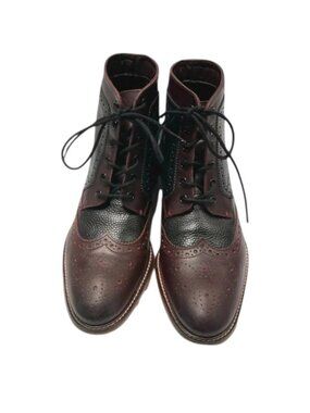 London Brogue Mens Shoes Size 8 Wing Tip Handcrafted Black  Brown Leather